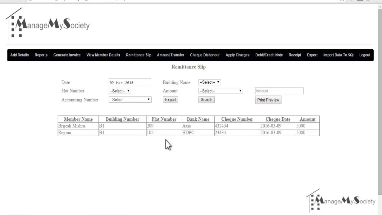 Cheque Remittance Slip Generation
