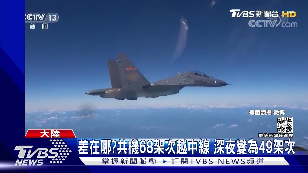 差在哪?共機68架次越中線 深夜變為49架次