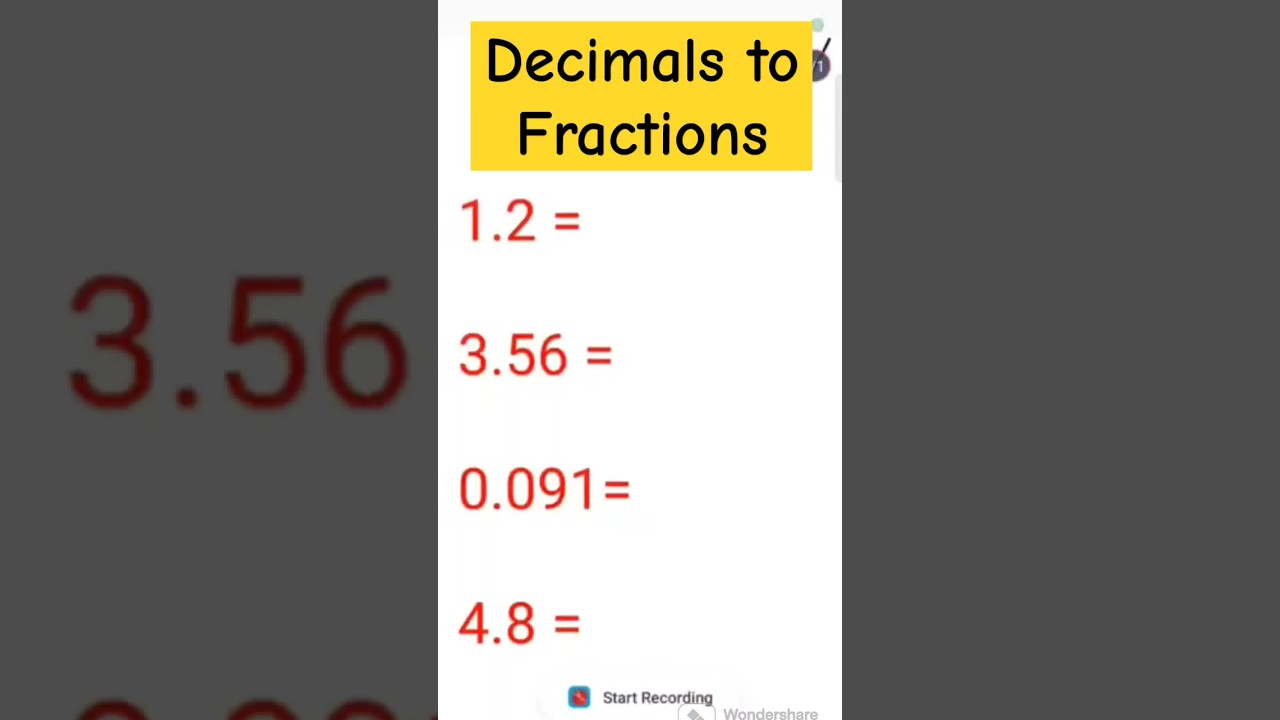 Decimals to fractions #shorts #explore #makeba #decimal #fraction #math
