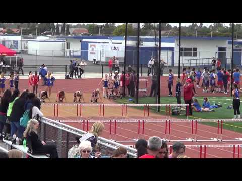 JVG 100m Hurdles vs Fountain Valley 4-22-15 - Los Alamitos Girls