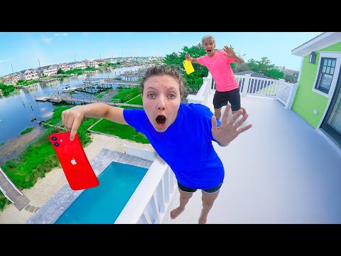 Last to Drop iPhone off NEW Sharer Family BEACH HOUSE Wins $10,000! - Challenge