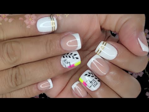Decorado de uñas con gel semipermanente/Uñas CORTAS/uñas ELEGANTES 💅.