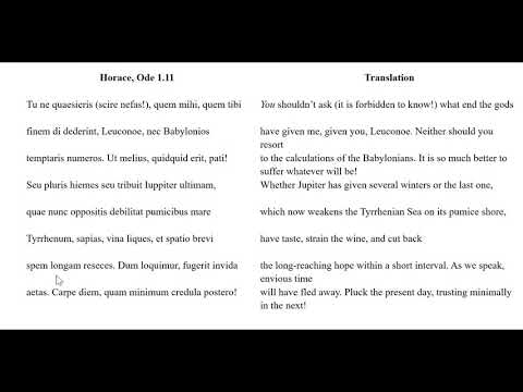 Carpe diem 4:5. Horace, Odes 1.11 read and interpreted by Allan Rosengren