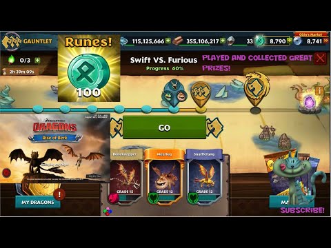 Dragons Rise of Berk Complete half of Gauntlet SWIFT vs  Furious and collect great prizes