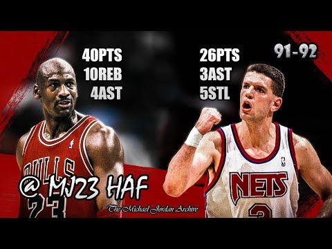 Michael Jordan vs Dražen Petrović Highlights Bulls vs Nets (1992.03.17) - 66pts combined!