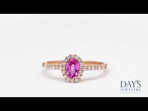 Pink Sapphire Ring in 14kt Pink Gold with Diamonds (1/5ct tw)