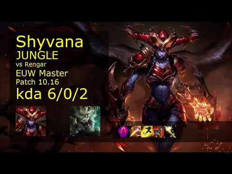 Shyvana Jungle vs Rengar - EUW Master 6/0/2 Patch 10.16 Gameplay