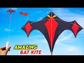 How to make bat kite , patang kese banate he , Amazing dragon kite flying , homemade paper kite