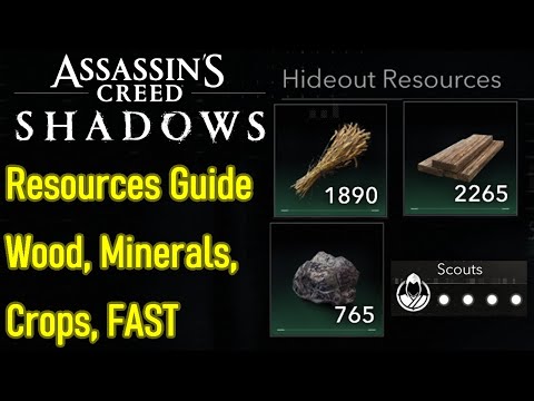 Assassin's Creed Shadows hideout resource farming guide, how to get wood, minerals, crops FAST