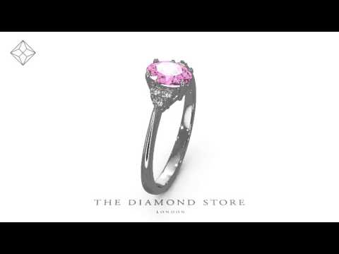 N4301Y - 18K White Gold 0.85CT Pink Sapphire And 0.12CT Diamond Ring