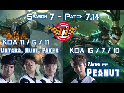 SKT Faker OLAF vs SKT Peanut NIDALEE Jungle - Patch 7.14 KR Ranked