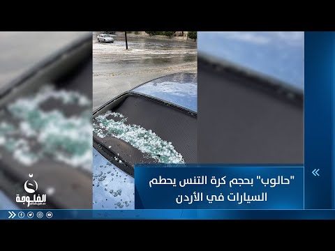 شاهد بالفيديو.. "حالوب" بحجم كرة التنس يحطم السيارات في الأردن