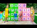 Five Kids ABC English Alphabet With Summer Inflatable Floats