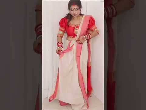 Bengali saree draping style 