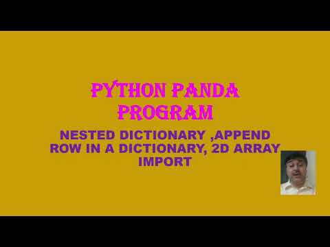 Python Panda Nested Dictionary Append Row And 2d Array 44