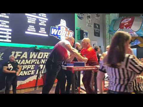 IFA Worlds 2022 Dieppe France Armwrestling competition left hand + 105kg Mindaugas Dulskas