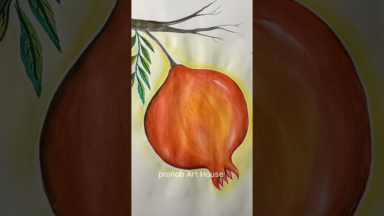 realistic pomegranate watercolor art #ytshorts #viralvideo #viralreels #art #painting #easydrawing
