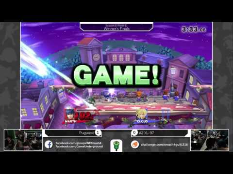S4@GU 9-13 (Winner's Finals): Pugwest (Marth/Lucina) vs A2 XL-97 (Cloud)