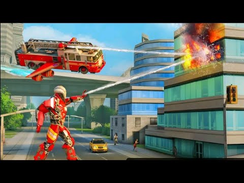 Flying Firefighter Truck Transform Robot Android GamePlay