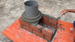 Simple And Easy Outdoor Wood Stove Building Ideas With Red Bricks And Sand Cement - Construction Diy