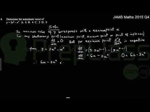 Applications Of Differentiation - JAMB 2015 MATHS Question 4