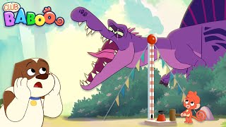 Strongman game with Baboo and a SPINOSAURUS | Dinosaurs for Kids | T-Rex, Mosasaurus