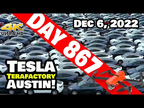 GIGA TEXAS MODEL Ys FLOODING HUTTO RAILYARD! -Tesla Gigafactory Austin 4K  Day 867 - 12/6/22 - Tesla