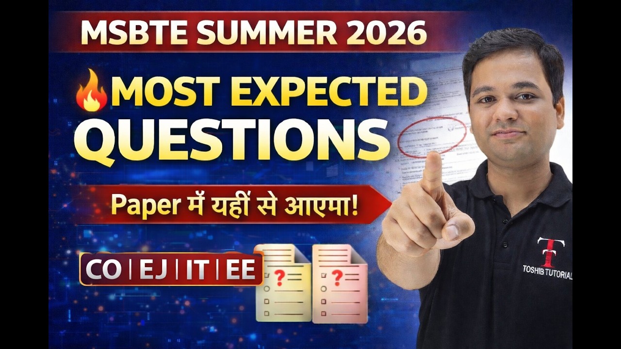 “Last Minute MSBTE Sample Papers 2026 | Sure Shot Questions” | Toshib Tutorial's