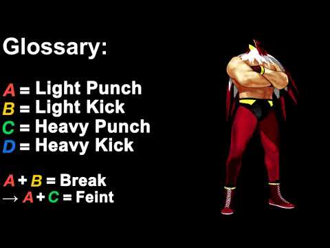 Garou: Mark of the Wolves Basic Combos - Tizoc (the Griffon Mask)