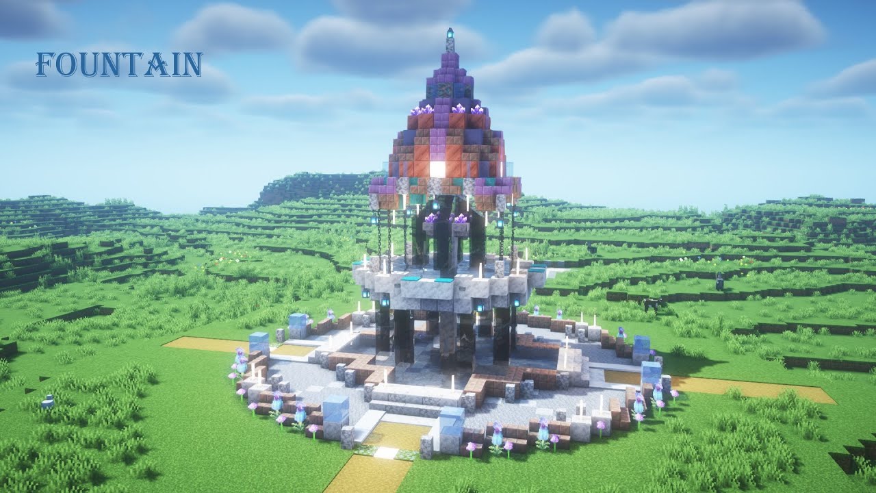 [マイクラ建築]おしゃれな噴水の作り方 ファンタジーな噴水広場[Minecraft][tutorial]How to build a ...