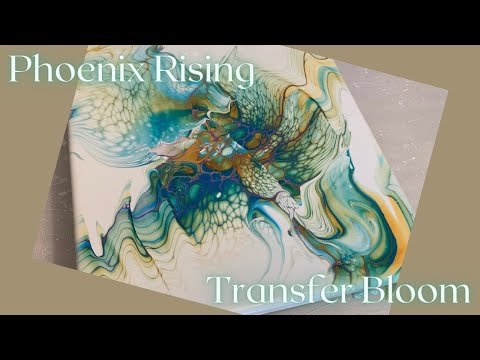 #219 Green/Blue Phoenix Rising Transfer Bloom | Acrylic Pour Painting | Abstract | Fluid Painting