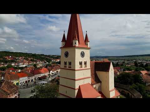 Cisnadie Fortified Church Sibiu County Romania 4K serial footage