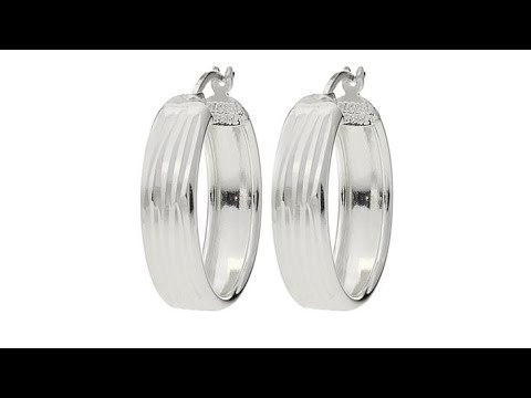 Sevilla Silver Vertical DiamondCut Hoop Earrings
