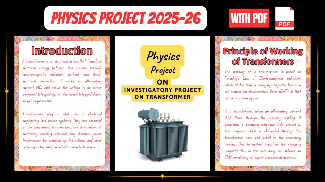 Physics Project on Transformers for Class 12 (2025) | Working, Types & Practical File