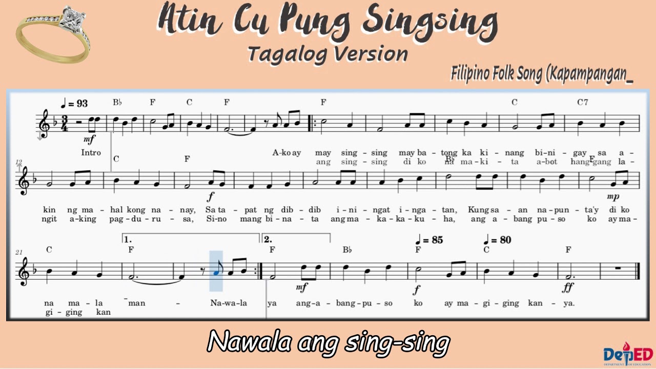 Putar video ATIN CU PUNG SINGSING Tagalog Version | Song Notation | Music Sheet| K12 Music Lesson sekarang ATIN CU PUNG SINGSING Tagalog Version | Song Notation | Music Sheet| K12 Music Lesson