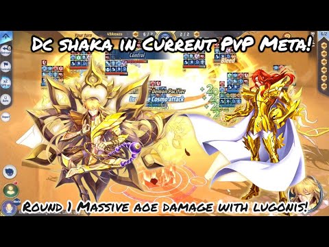 Saint Seiya: Awakening (KOTZ) - DC Shaka in Current PvP Meta! Massive AOE DMG Round 1 with Lugonis!