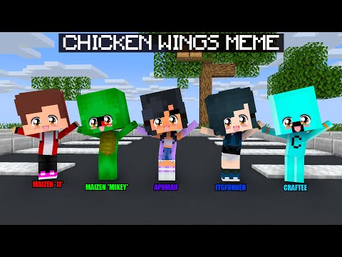 CHICKEN WINGS | FIRST MEET MEME |  SHUFFLE DANCE | APHMAU, MAIZEN, ITSFUNNEH - Minecraft Animation