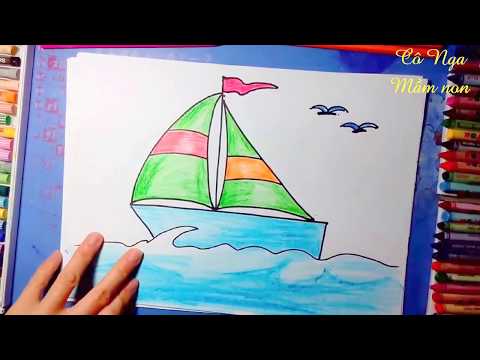 Dạy bé học vẽ thuyền buồm- How to draw sail boat-  vẽ thuyền buồm