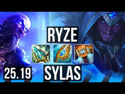 RYZE vs SYLAS (MID) | Quadra, 6 solo kills, 12/3/6 | KR Grandmaster | 25.19