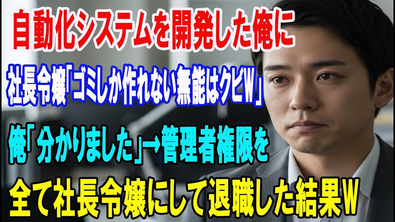 【朗読スカッと人気動画まとめ】社長令嬢が自動化システムを構築した俺に「ゴミしか作れない高卒底?