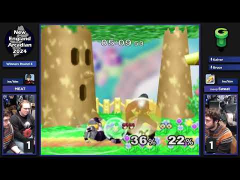 NE Melee Arcadian 2024 - MEAT (Marth) vs. Sweat (Sheik) - SSBM WR3