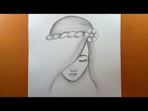 Dessin facile d'une fille triste - Comment dessiner une belle fille | dessiner une fille un crayon