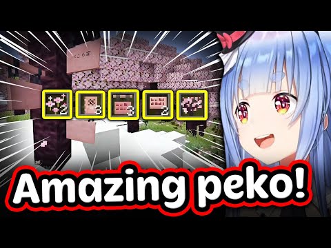 Pekora Reacts To New Cherry Blossom Biome & Items In Minecraft 1.20 【ENG Sub Hololive】