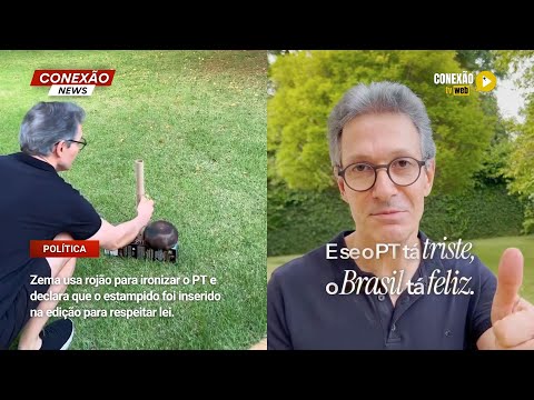 Vídeo: Zema usa rojão para ironizar o PT e declara que o estampido foi inserido na edição para respeitar lei.