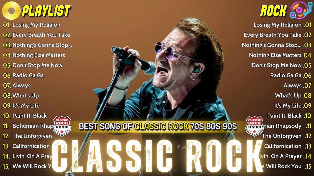 Nirvana, Led Zeppelin, Bon Jovi, Aerosmith, U2, ACDC 🤘 Classic Rock Songs 70s 80s 90s Full Album