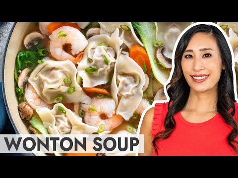Sopa wonton fácil con instrucciones paso a paso