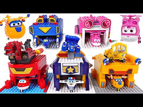 Super Wings! Paul transform launcher Lego block create play with Dinotrux! - DuDuPopTOY