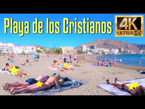 Playa de Los Cristianos // Beach Walk Tour Tenerife Spain 29 December 2021 4K