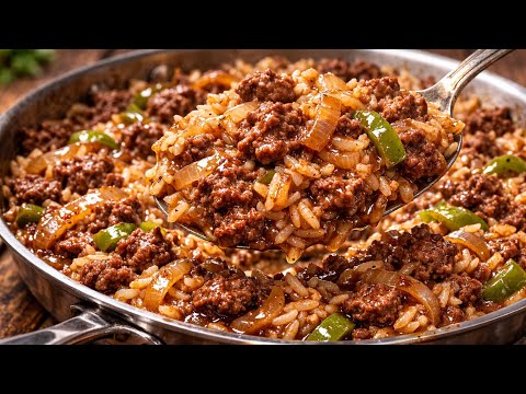 How To Make Delicious Ground Beef and Rice | Easy One Pan Smothered Ground Beef and Rice Recipe 