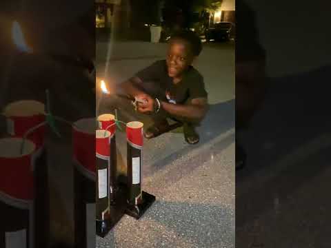 Boy Lights Fireworks For The First Time